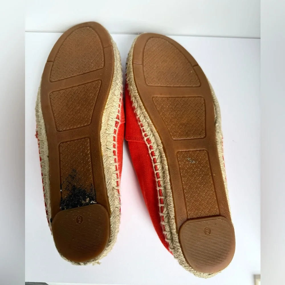 Tory Burch Colorblock Canvas Espadrilles Red Blue Flats Size 9 Logo Cap‎ Toe